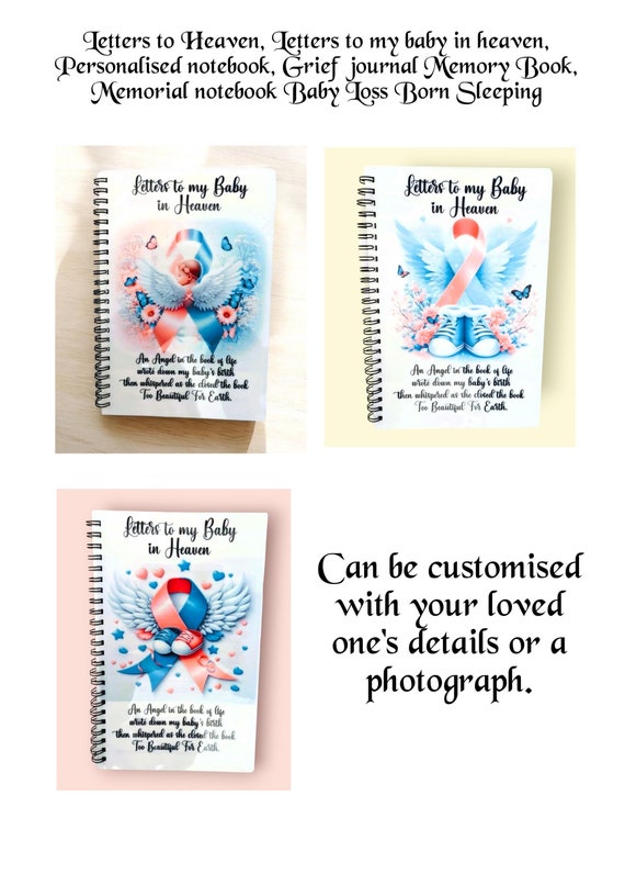 Letters to Heaven Letters to my baby in heaven Personalised notebook Grief journal Memory Book, Memorial Baby Loss Born Sleeping MORE STYLES
