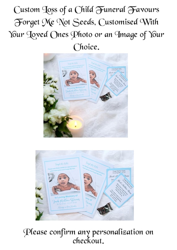 Personalised Funeral Favours Forget Me Not Seeds Loss of a Child Celebration of Life Born Sleeping Funeral Gift Condolence Gift Remembrance