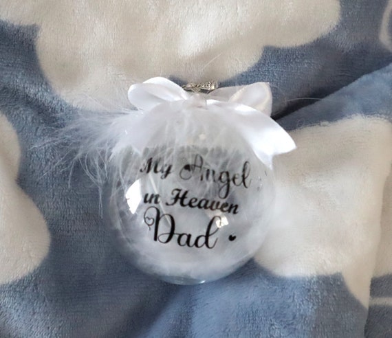 Personalised Feather & Sequin Memory Remembrance Bauble Christmas Memory Bauble Mum  Dad Bauble Nan Grandad Bauble Angel Bauble Gift