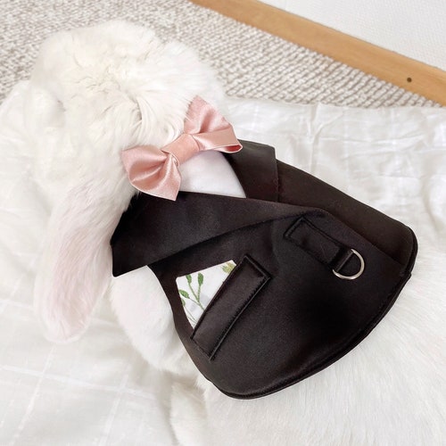 Pet Rabbit Wedding Tuxedo With Bow Tie Bunny Tuxedo Harness Etsy