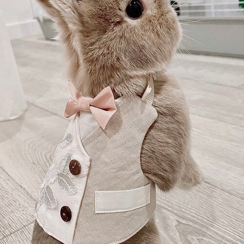 Pet Rabbit Wedding Tuxedo With Bow Tie Bunny Tuxedo Harness Etsy