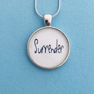 Surrender Necklace: Silver Pendant, Christian Jewelry Gift
