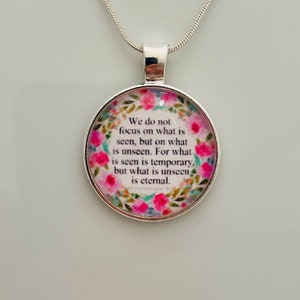 bible verse necklace, 2 corinthians 4:18, christian gifts for women, religious jewelry, christian necklace, scripture jewelry for friend
