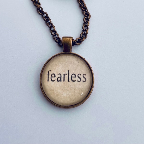 fearless necklace, word necklace, fearless girl, word of the year, uplifting necklace, words to live by, personalized gift, bff gift