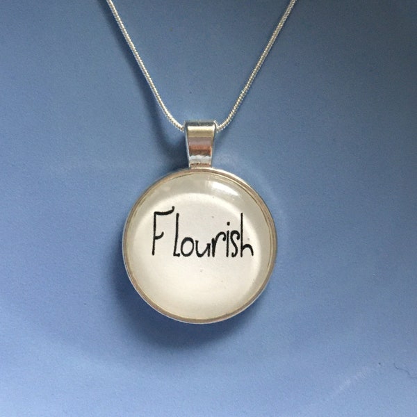 flourish necklace, flourish jewelry, personalized gifts for women, word necklace, word of the year necklace, birthday gift ideas for friend