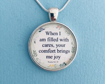 Comfort Brings Me Joy Necklace - Psalm 94:19 Necklace - Christian Scripture Jewelry Gift