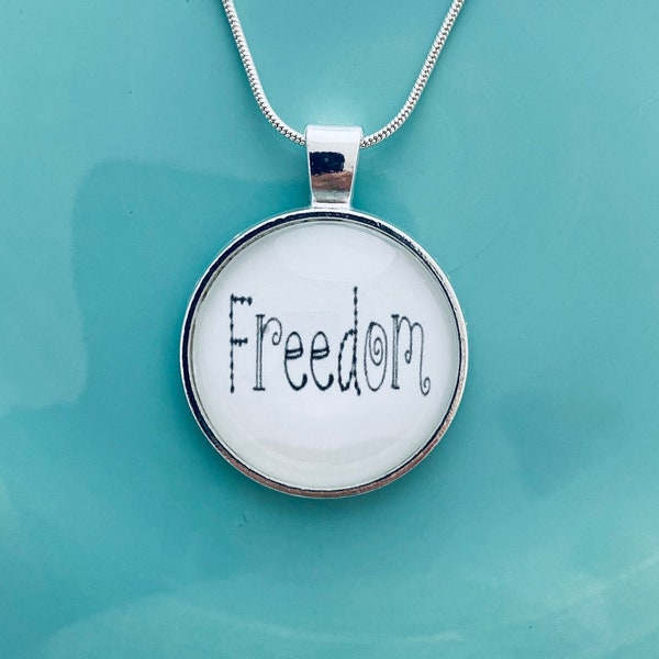 freedom necklace, word necklace for women, freedom jewelry, meaningful necklace for best friend, birthday gift for mom, freedom gift