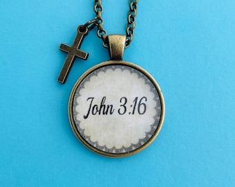 John 3:16 Necklace with Cross Charm