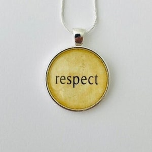 Respect Necklace: Silver Pendant, Encouraging Word Jewelry
