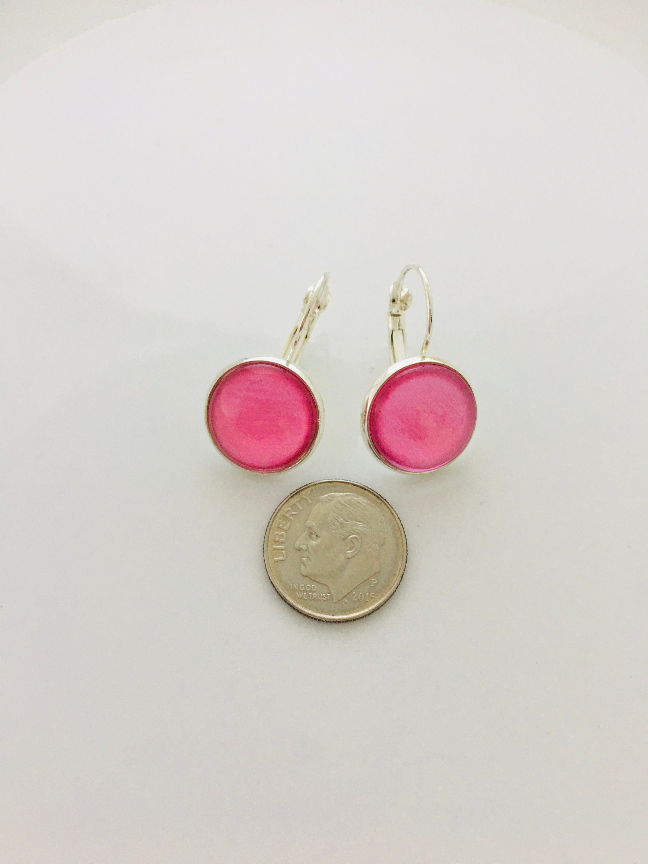 Hot pink earrings pink drop earrings for girls summer Etsy