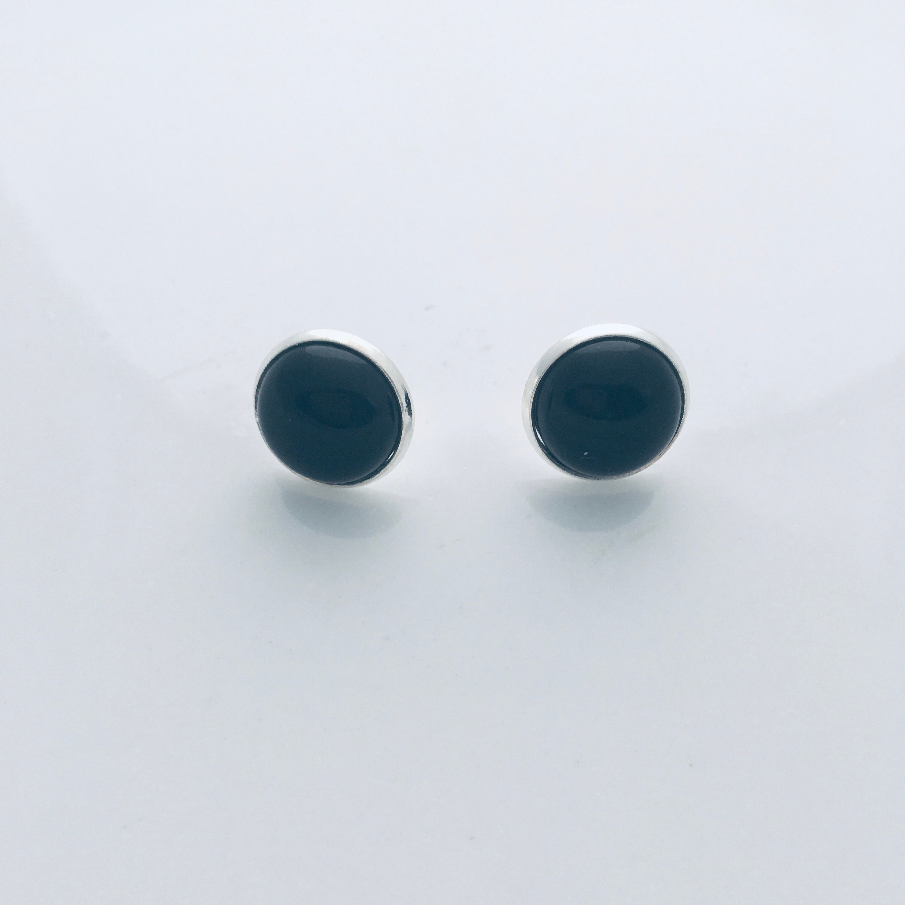 Black agate dangle earrings black stud earrings for friend | Etsy