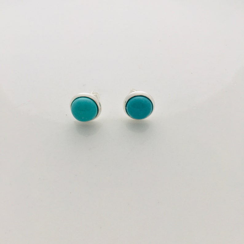 Turquoise Stud Earrings Blue Stone Earrings for Men Etsy