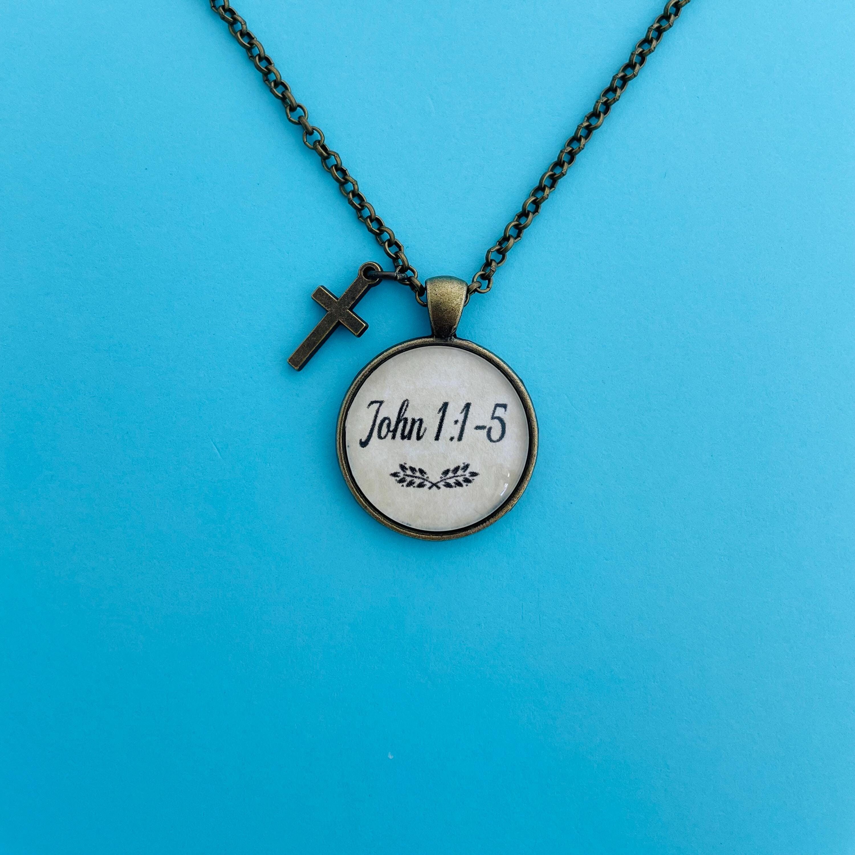 Bible Verse Necklace John 1:1-5 Uplifting Gift for Her or Him