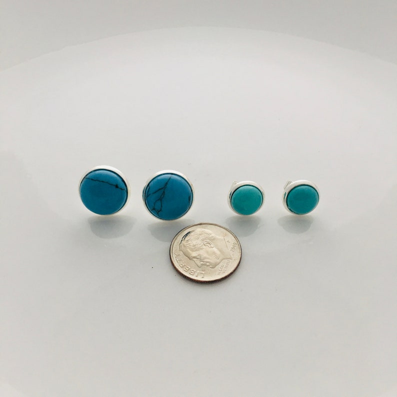 Turquoise Stud Earrings Blue Stone Earrings for Men Etsy