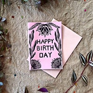 Alles Gute zum Geburtstag | Handgedruckte Geburtstagskarte