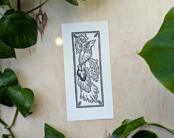 Quiet Perch | Small Handmade Block Print Wall Art | Hand-Printed Decor | Nature Print