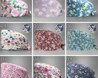 Floral Scrub Caps, Scrub Caps for Women, Unisex Scrub Caps, Scrub Hats, Surgical Scrub Caps