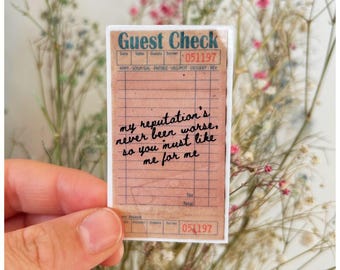 Girly Music Sticker – Delicate Cheque – Swift Quote – Aesthetic Girlhood – For Laptop Water Bottle Journal & More