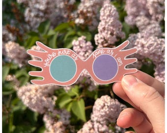 Harry Wizard Sticker – You’re Just as Sane as I Am Luna – Pink Glasses – Magical Bookish Sticker – For Laptop Water Bottle Journal & More