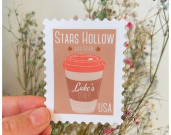 Stars Hollow Inspired Coffee Stamp Sticker - Cozy Small Town Vinyl Sticker - Coffee Lover Autumn Aesthetic - Sticker for Laptop or Journal
