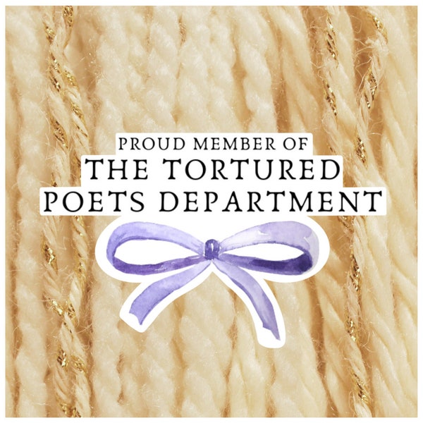 Taylor Swift Sticker, Proud Member of The Tortured Poets Department, Purple Bow, Die-Cut Aesthetic Minimalist Sticker, Swiftie Gift, Bookish