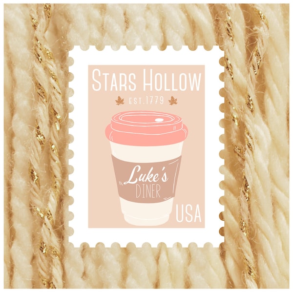 Gilmore Inspired Sticker, Luke's Diner Stars Hollow Stamp, Collectible Stamps, Cottagecore Neutral Die-Cut Minimalist Aesthetic Sticker