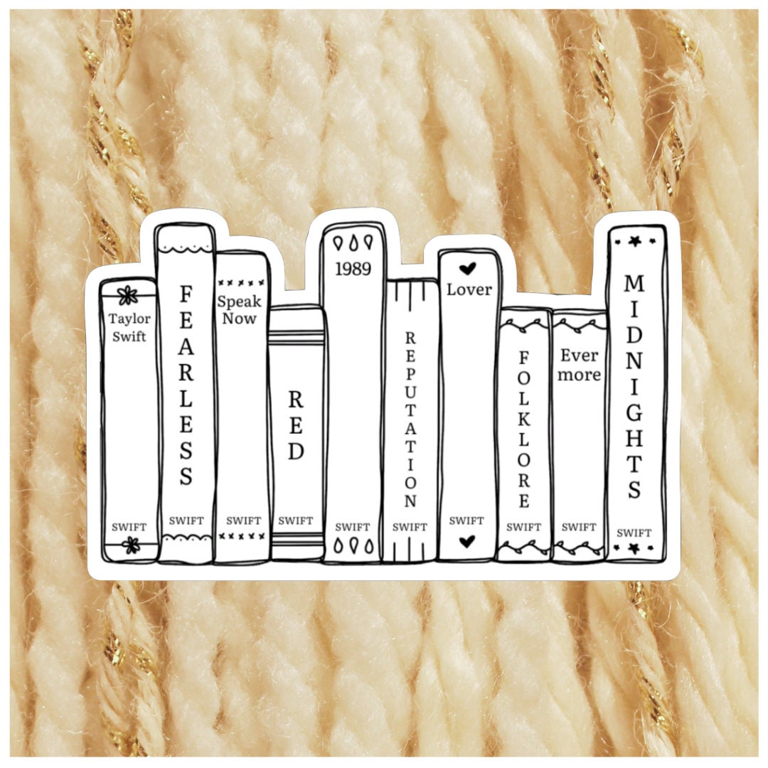 Taylor Swift Sticker, Albums as Books, Black and White Book Spines, Die-cut  Aesthetic Minimalist Sticker, Swiftie Gift, Bookish Sticker 