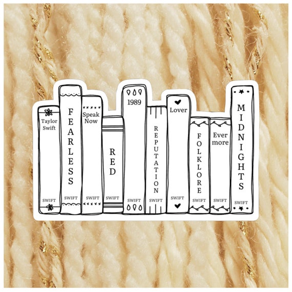 Taylor Swift Sticker, Albums as Books, Black and White Book Spines, Die-cut  Aesthetic Minimalist Sticker, Swiftie Gift, Bookish Sticker 