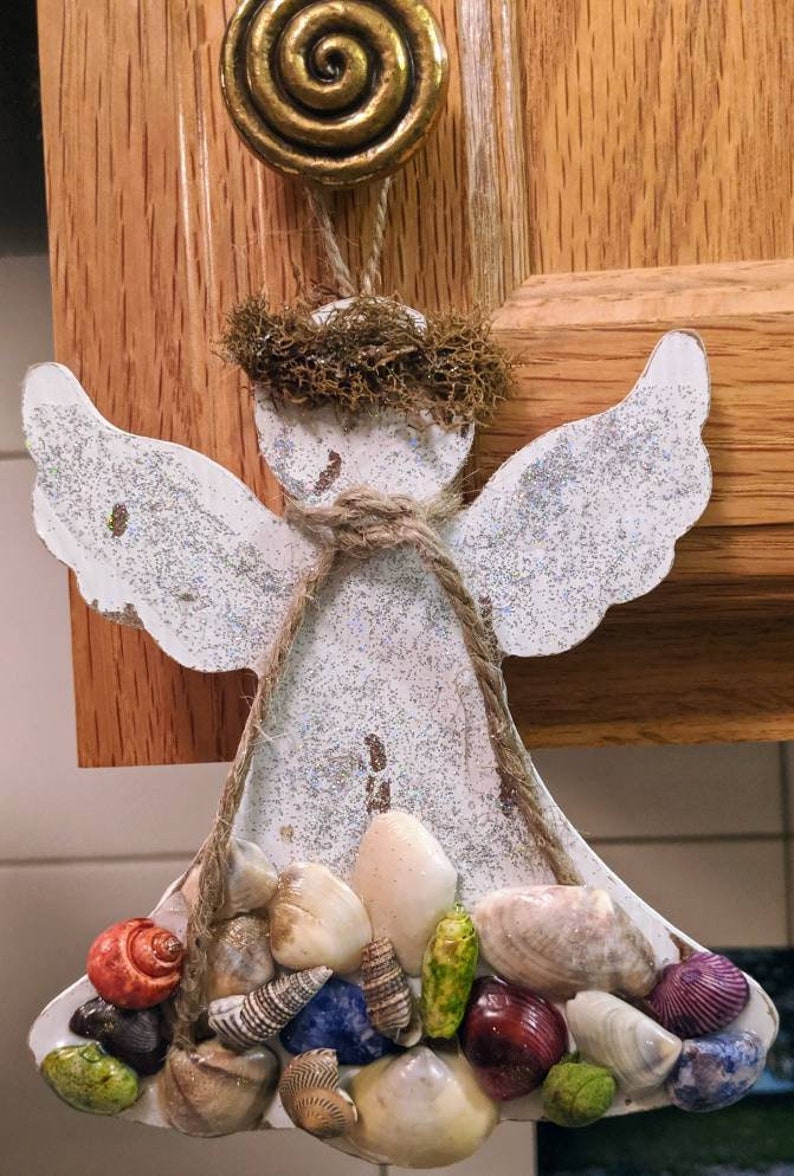 Angel ornanent Rustic angel Christmas ornaments Seashell ...