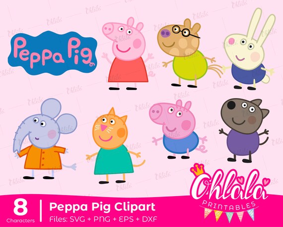8 clipart Peppa Pig friends characters SVG PNG eps dxf files | Etsy