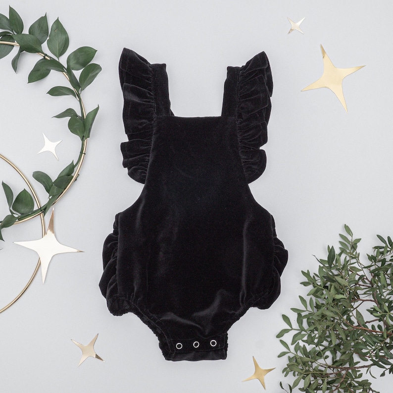 Cotton Velvet Romper With Frill Cotton Velvet Romper With Frill