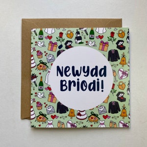 Cerdyn Priodas Cymraeg Welsh Wedding Card Newydd Briodi, Mr a Mrs Cymraeg, Llongyfarchiadau image 4