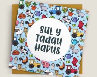 Cerdyn Sul Y Tadau Hapus Cymraeg (Ffermio) | Welsh Happy Father's Day Card | Dad, Dadi, Tad Cu, Taid, Fferm, Cefn Gwlad