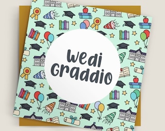 Cerdyn Wedi Graddio Cymraeg | Welsh Graduation Card | Prifysgol, Gradd, Dosbarth 2023, University