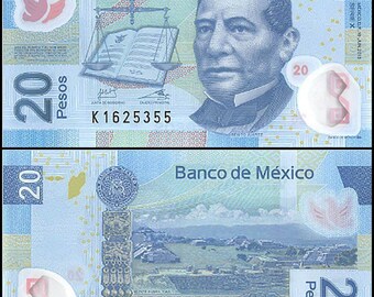 UNC Polymer Banknote Mexico 20 Pesos p-122 2017 Serie AD