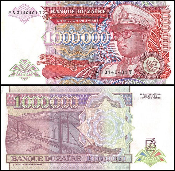 1993 1000000 1,000,000 Nouveaux Zaires UNC Zaire P-45b