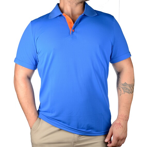PreppyPopLLC Preppy Pop Royal Blue Polo Shirt with Orange Trim