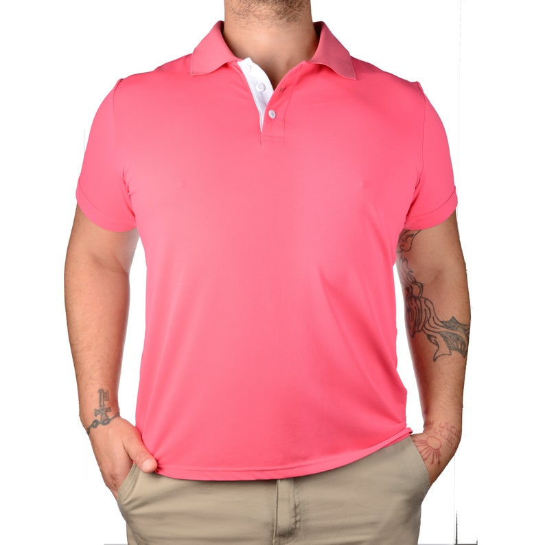 white pink polo shirt