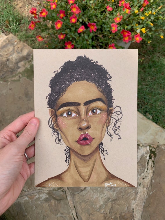 Starr Portrait Curly Hair Light Skin Alcohol Marker The Etsy