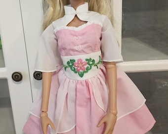 Vestido rosa bordado a mano para muñeca BJD Dollfie Dream Size de escala 1/3