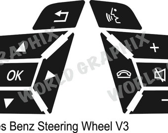 Fits Mercedes Benz Rectangle Steering Wheel Button Repair Decals