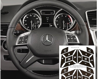 Fits Mercedes Benz Brown Rectangle Steering Wheel Button Repair Decals