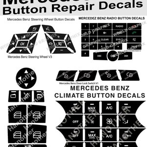 Mercedes Benz Full Set Window, Rectangle Steering, Door Lock, Climate Control Button Repair Decals