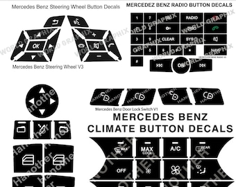 Mercedes Benz Full Set Window, Rectangle Steering, Door Lock, Climate Control Button Repair Decals