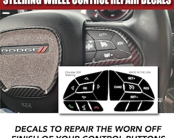 Dodge Chrysler Jeep Steering Wheel Controls Premium Vinyl Button Decals Button Repair Decals 2007-2018