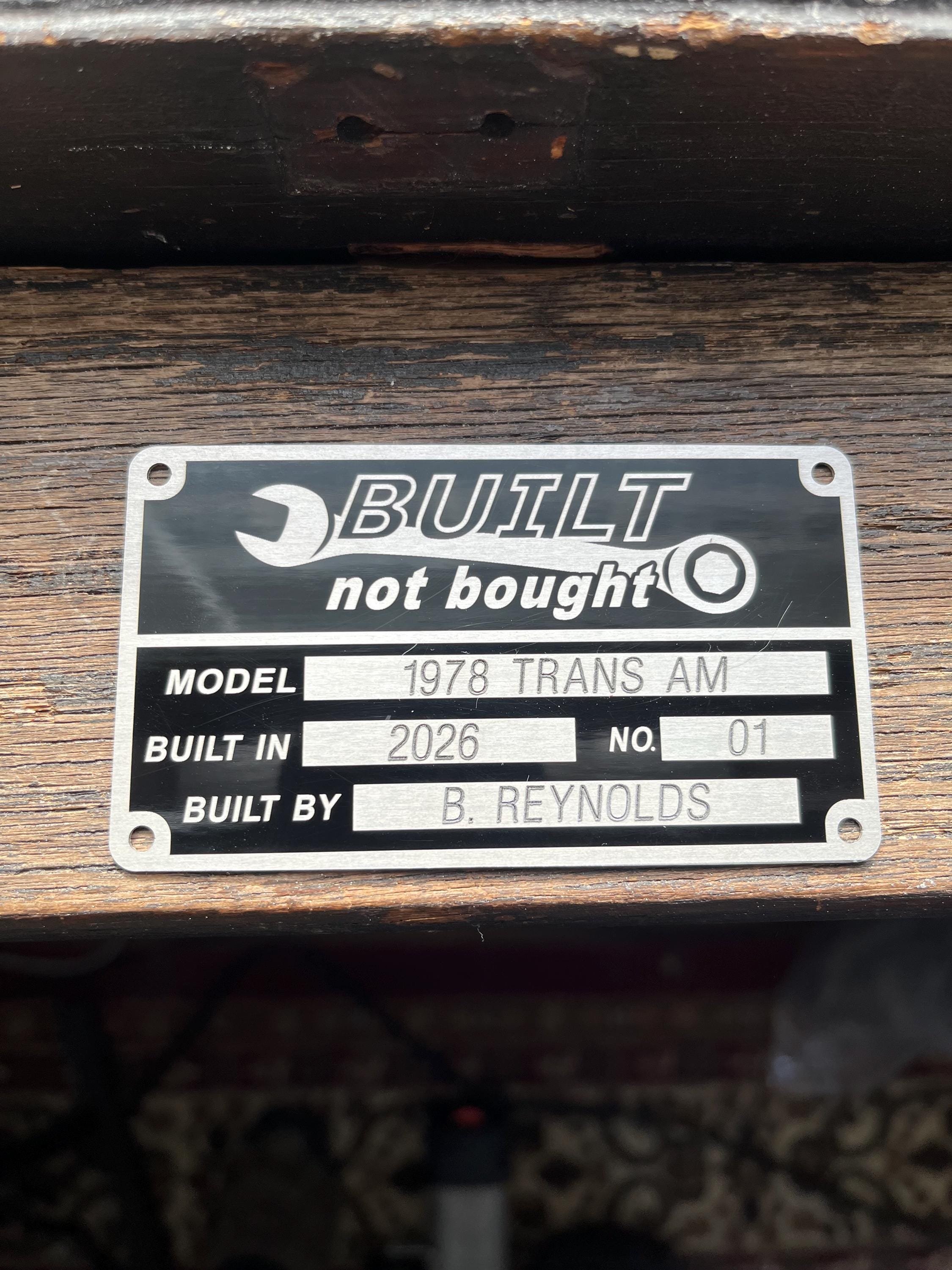 Custom Made Aluminum Dash Plate Tag - Etsy