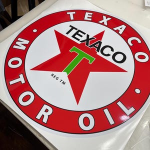 Large Texaco Motor Oil Super High Gloss 24 inch Outdoor Durable Decal Sticker