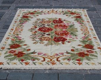 Grossen Weissen Hanf Teppich 135 X8 2 Fusse 412 X Etsy