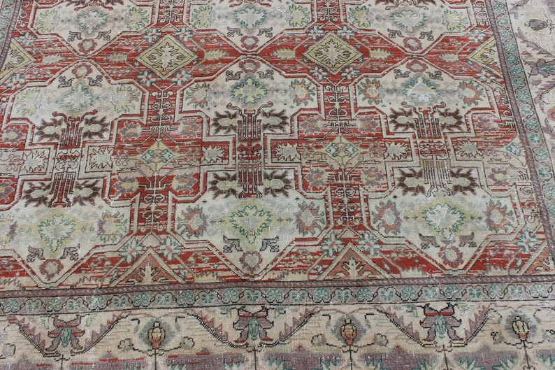 Decorative Oushak Rug, 6.5x9.7 feet,198x295 cm,Decorative Carpet Rug,Handmade Rug,Vintage Rug,Oushak Rug,Home Decor Turkish Rug image 5