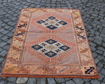 Turkish Carpet Rug, 3.3"x4.7" feet,100x145 cm,Decorative Carpet,Handmade Carpet,Vintage Rug,Pastel Carpet Rug,Nomadic Carpet Rug